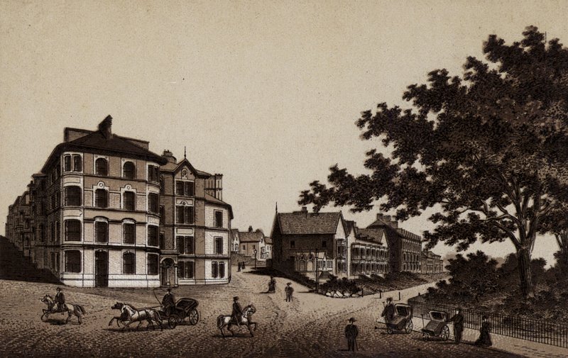 Buxton: Burlington Hotel és Broadwalk (litho) alkotó: English School