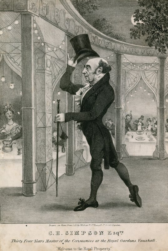 C H Simpson, harmincnégy éves ceremóniamester a Royal Gardensben, Vauxhall, London alkotó: English School