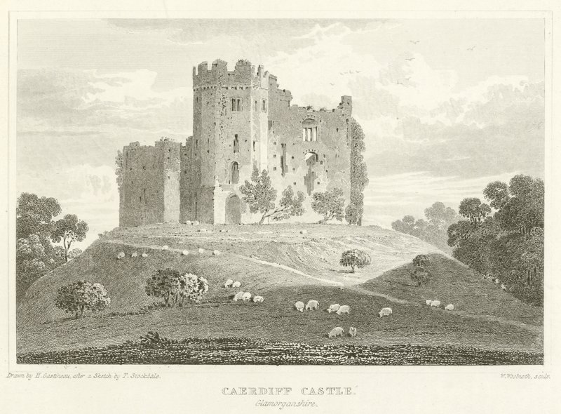 Caerdiff kastély, Glamorganshire (metszet) alkotó: English School