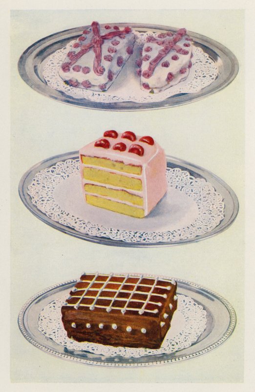 Kanadai torta; réteges torta; jeges csokoládétorta (színes litográfia) alkotó: English School