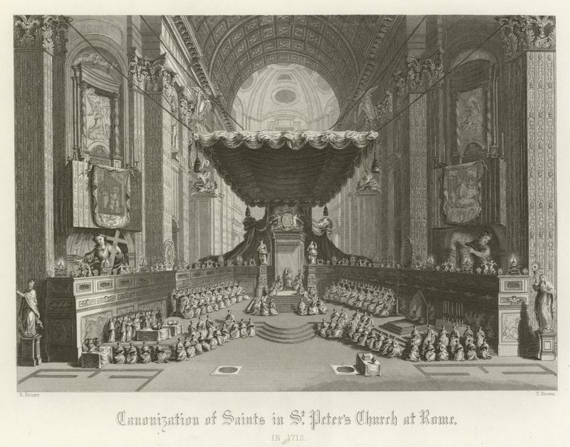 A szentek szentté avatása a római Szent Péter-templomban, 1712 alkotó: English School