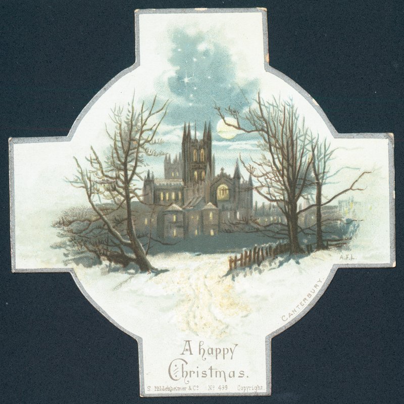 Canterbury katedrális, karácsonyi üdvözlőlap alkotó: English School