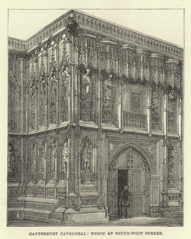 Canterbury katedrális, veranda a délnyugati sarokban alkotó: English School