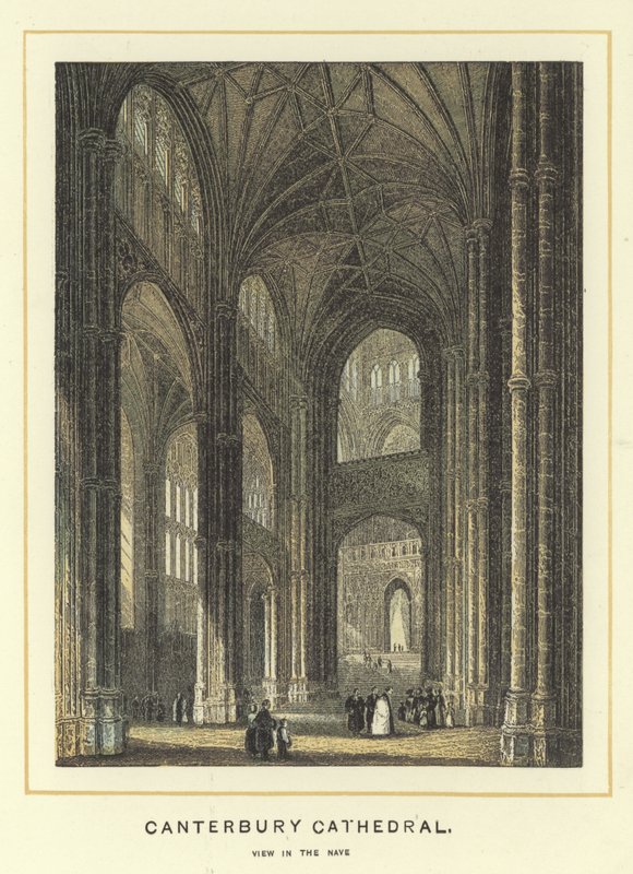 Canterbury katedrális, kilátás a hajóból alkotó: English School