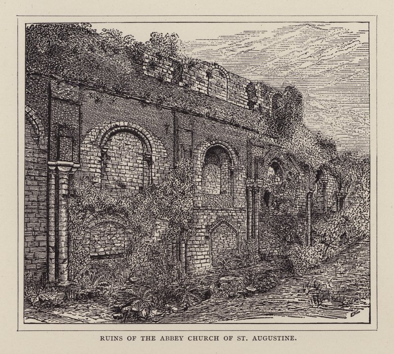 Canterbury: A Szent Ágoston apátsági templom romjai (litho) alkotó: English School