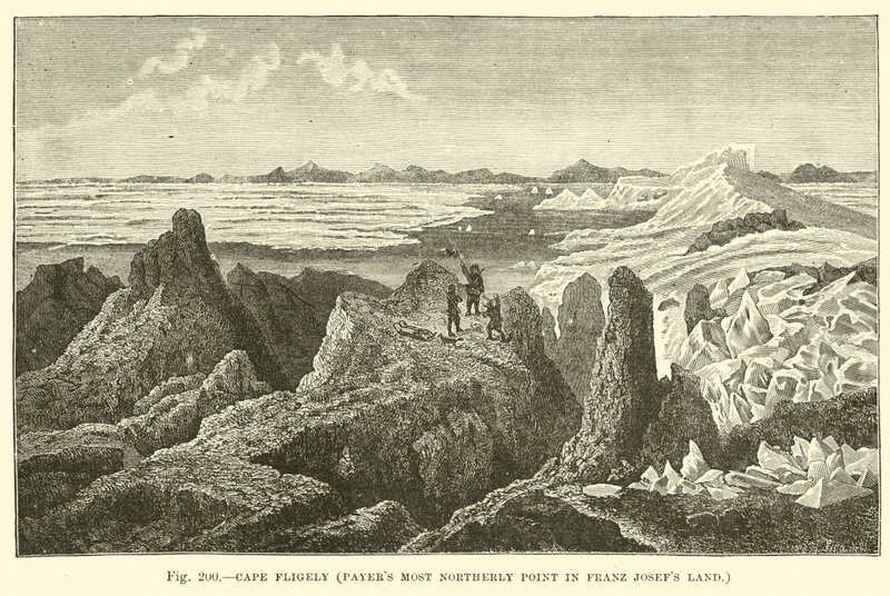 A Fligely-fok, a Payers legészakibb pontja Franz Josefs Land területén alkotó: English School