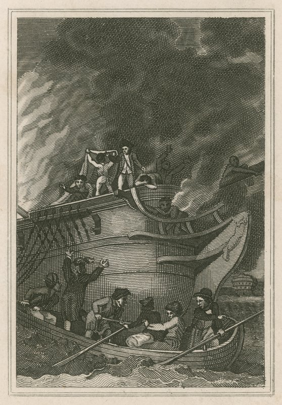 George Farmer kapitány hősiessége az 1779. október 6-i akcióban (metszet) alkotó: English School