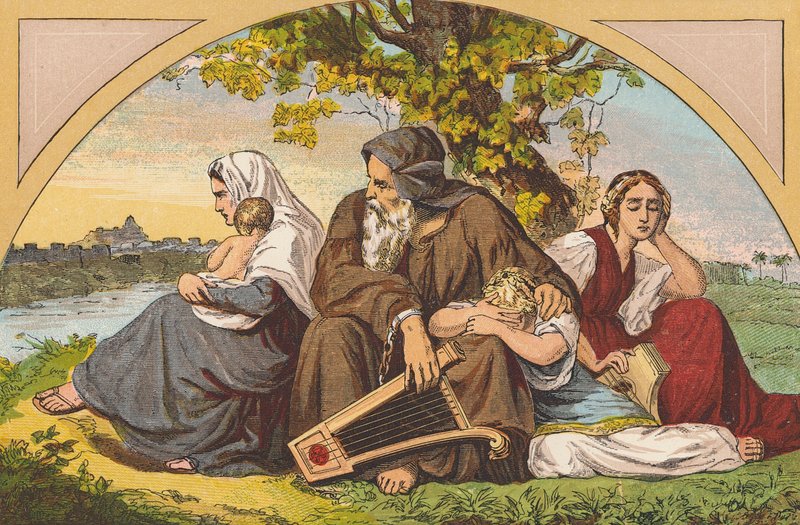 Fogságban lévő izraeliták (színes litográfia) alkotó: English School