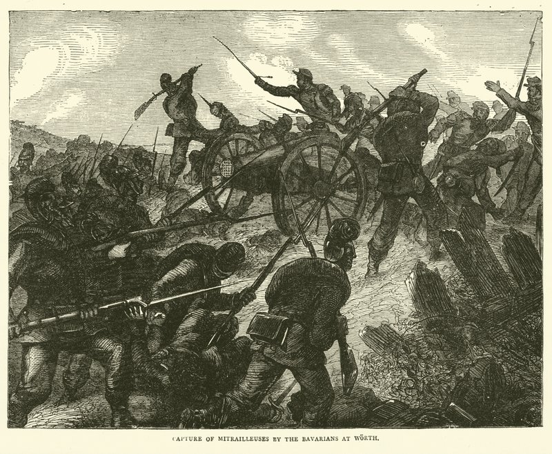 Mitrailleuse elfoglalása a bajorok által Worth-ben, 1870. augusztus alkotó: English School
