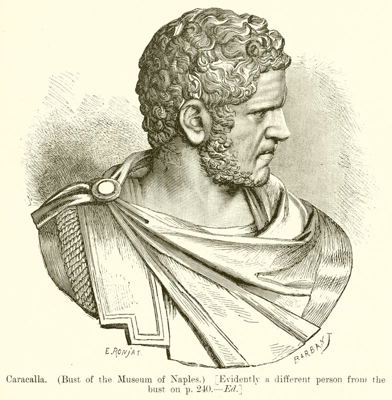 Caracalla. (A nápolyi múzeum mellszobra.) [Nyilván más személy a mellszobrtól, o. 240. szerk.] alkotó: English School