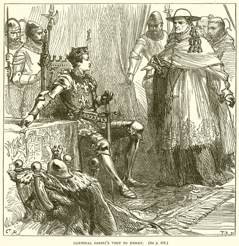 Orsinis bíboros látogatása Henrynél alkotó: English School