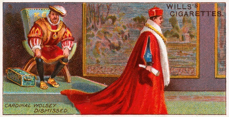 Wolsey bíboros elbocsátása VIII. Henrik király által alkotó: English School