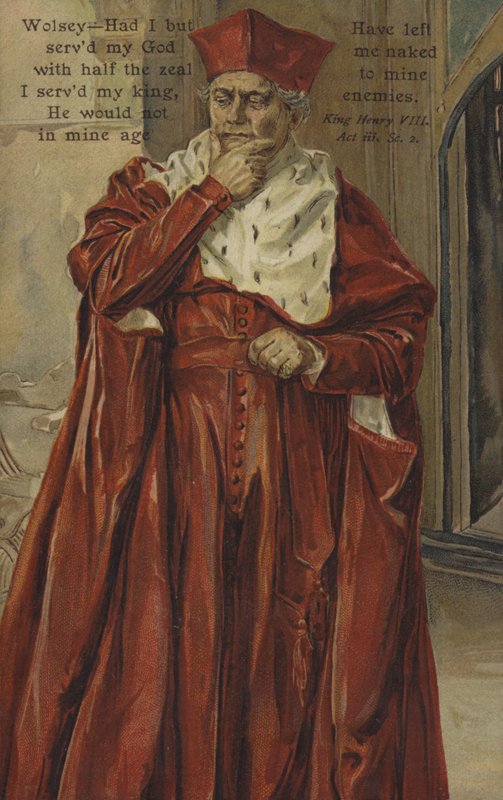 Wolsey bíboros, Shakespeare VIII. Henrik királyából (színes litó) alkotó: English School