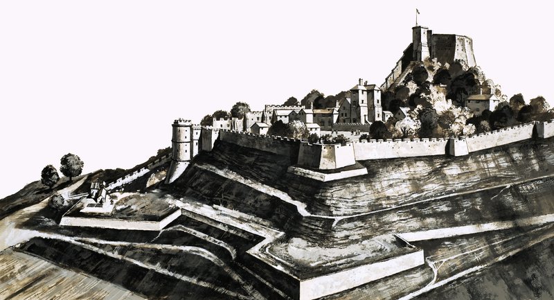 Carisbrooke kastély a Wight-szigeten alkotó: English School
