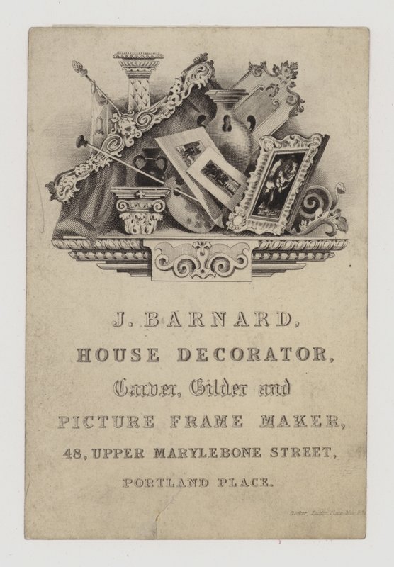 Carvers and Gilders, J Barnard, kereskedelmi kártya alkotó: English School