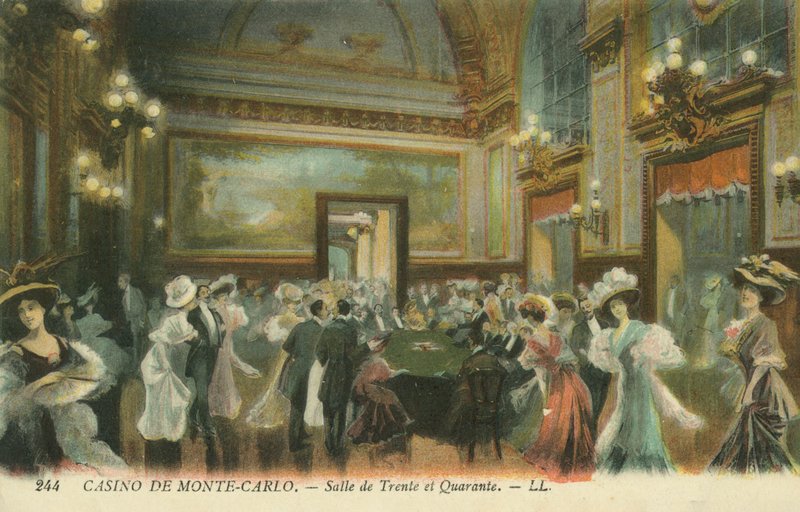 Monte Carlo-i kaszinó, Monaco (színes litográfia) alkotó: English School