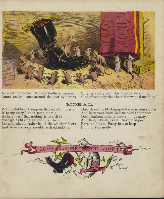 Macska és egér (színes litho) alkotó: English School