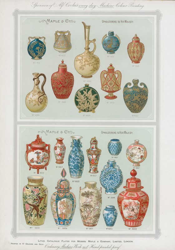 Katalógustáblák a londoni Maple & Co Ltd. számára alkotó: English School