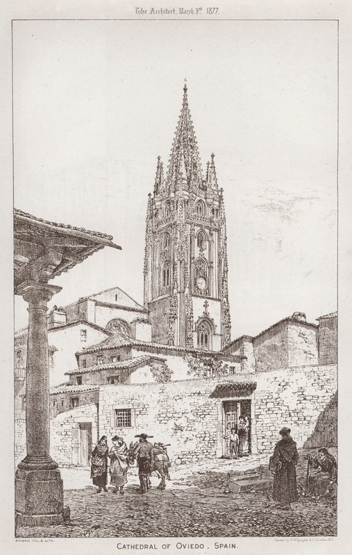 Oviedo székesegyház, Spanyolország (metszet) alkotó: English School