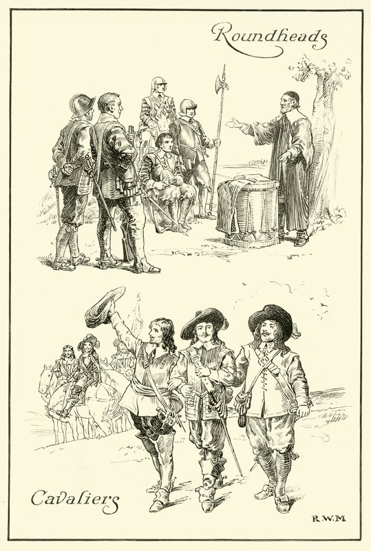 Cavaliers és Roundheads (tinta papíron) alkotó: English School