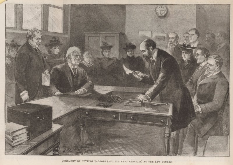 Köcsögök levágásának ünnepsége (ősi bérleti szolgáltatások) a Törvényszékeken alkotó: English School