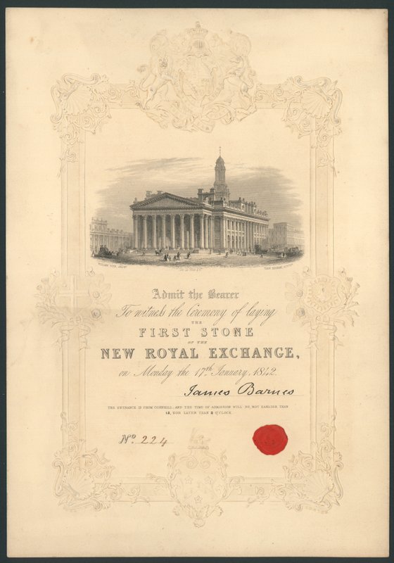 A londoni New Royal Exchange első kövének letételi ceremóniája 1842. január 17-én alkotó: English School