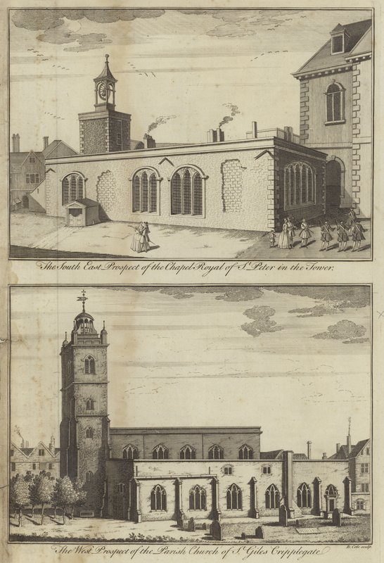Szent Péter királyi kápolna a toronyban és a londoni St Giles Cripplegate templom alkotó: English School