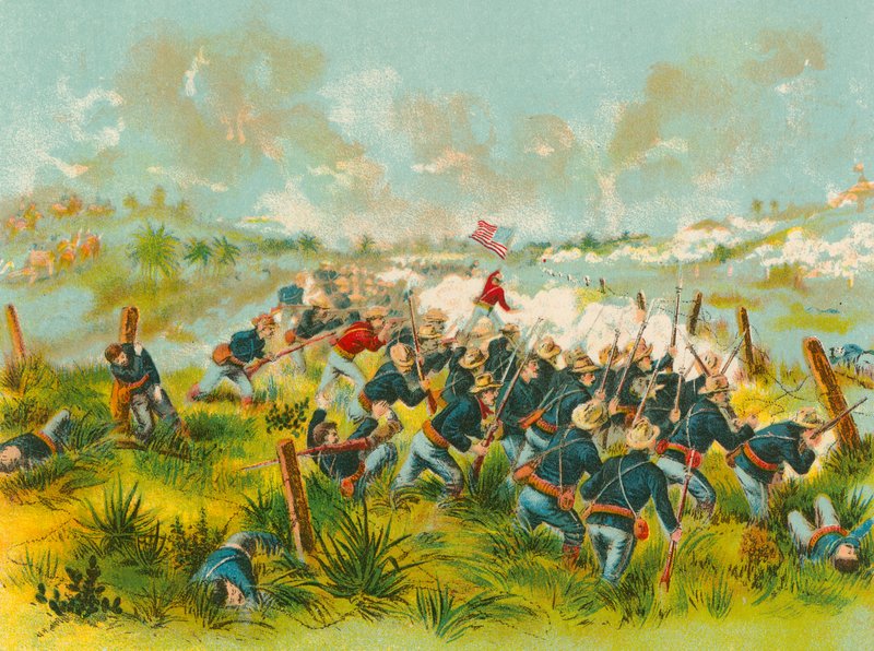 Amerikai csapatok rohama San Juan Hillnél, 1898. július 1 alkotó: English School
