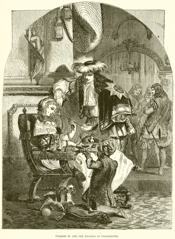 Károly II. és Portsmouth hercegnőjét alkotó: English School