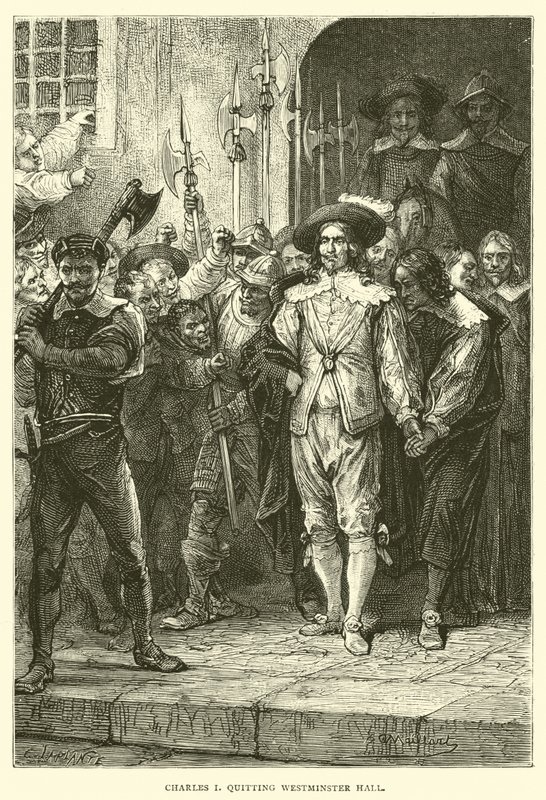 I. Károly kilép a Westminster Hallból alkotó: English School
