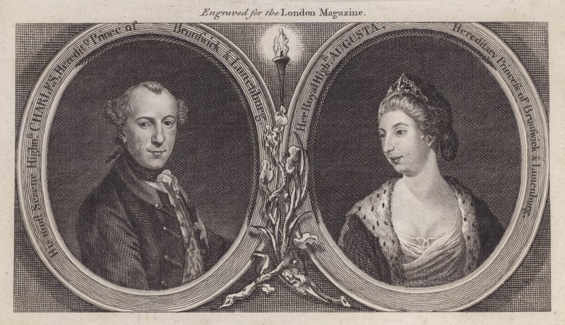 Károly Vilmos Ferdinánd, Brunswick hercege és felesége, Augusta hercegnő, III. György király nővére (metszet) alkotó: English School