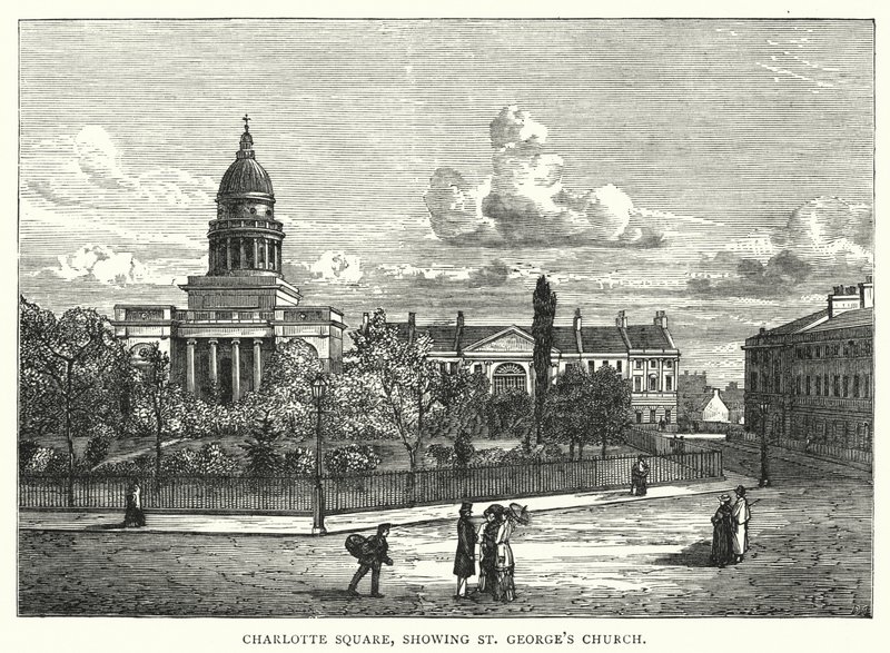 Charlotte Square, a Szent György-templom látható (metszet) alkotó: English School