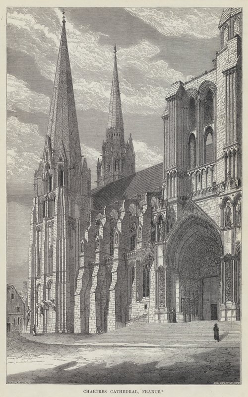 Chartres-i katedrális, Franciaország (metszet) alkotó: English School