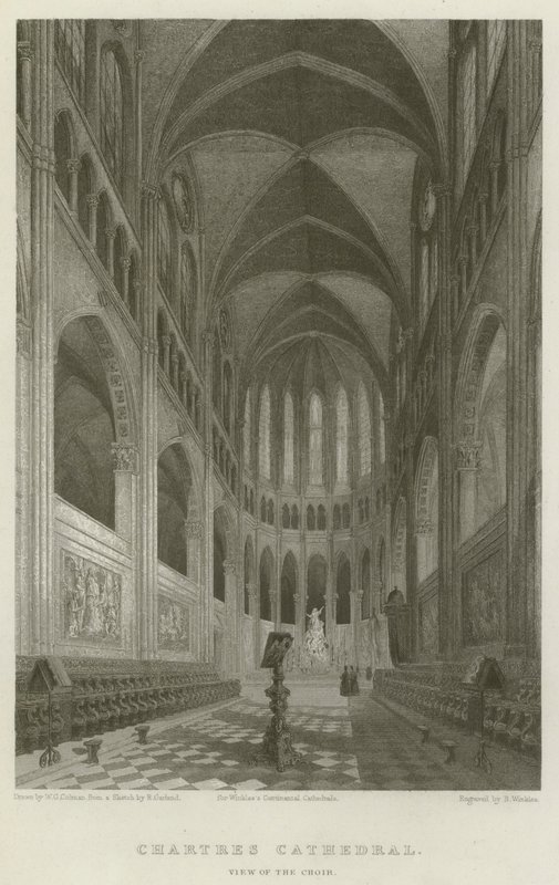 Chartres-i katedrális, kilátás a kórusra (metszet) alkotó: English School