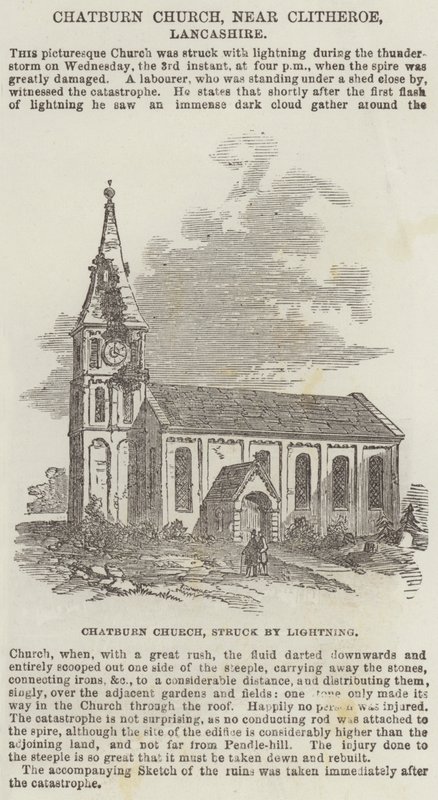 Chatburn templom, Clitheroe közelében, Lancashire (metszet) alkotó: English School