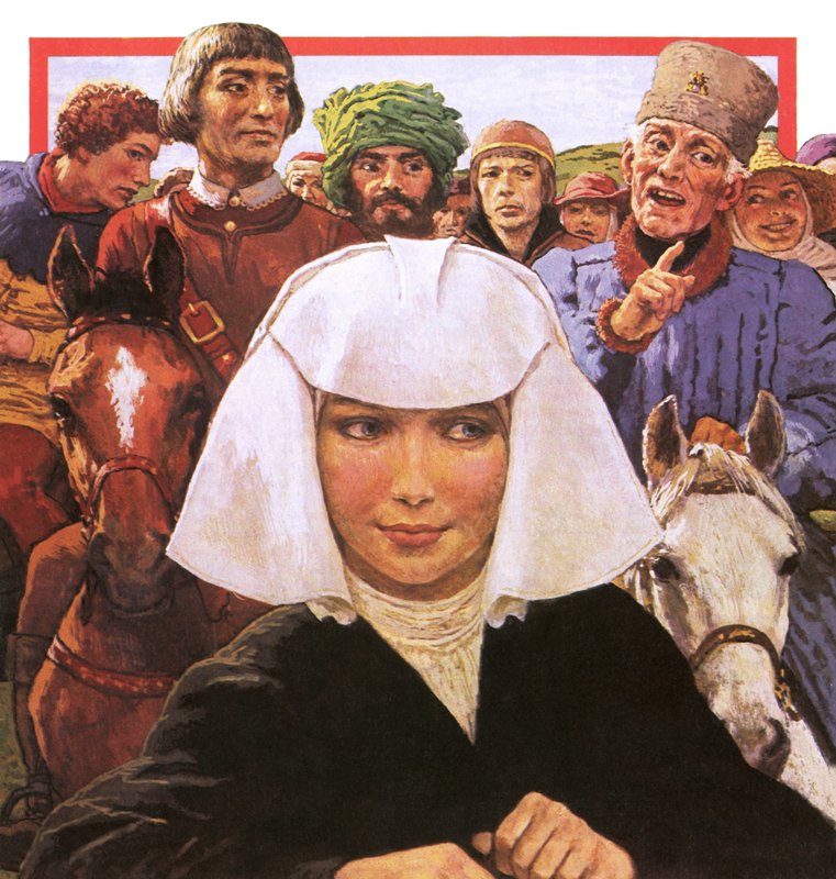Chaucer zarándokai előtérben a hercegnővel alkotó: English School
