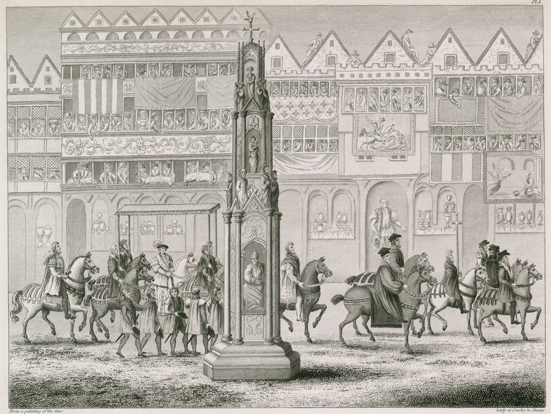 Cheapside Cross, ahogy az 1547-ben jelent meg alkotó: English School
