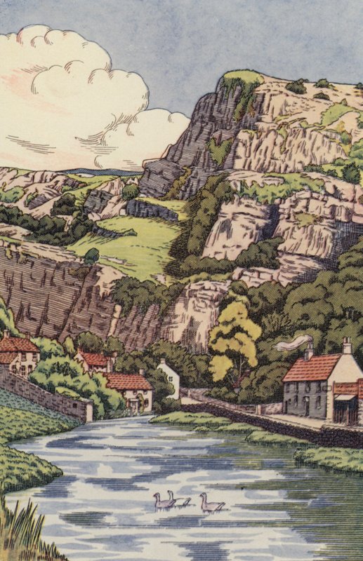Cheddar-sziklák (színes litó) alkotó: English School