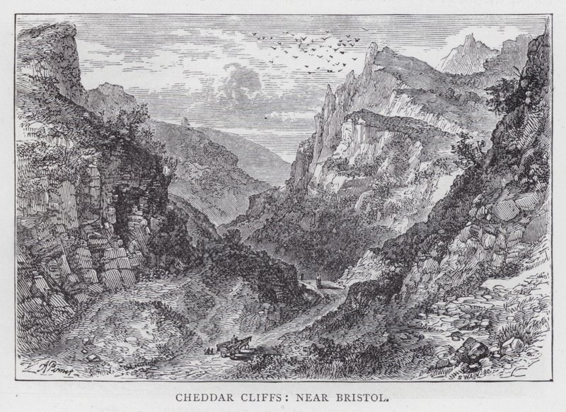 Cheddar Cliffs, Bristol közelében (metszet) alkotó: English School