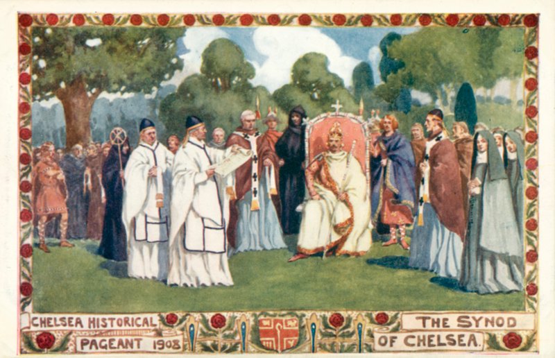 Chelsea történelmi díszbemutató 1908, Chelsea szinódusa (színes litho) alkotó: English School