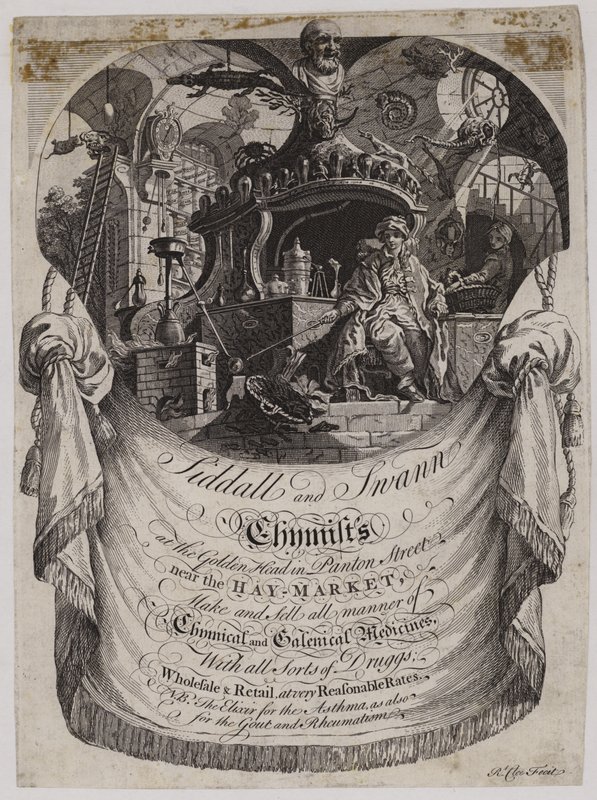 Vegyészek és gyógyszerészek, Siddall és Swan, kereskedelmi kártya alkotó: English School