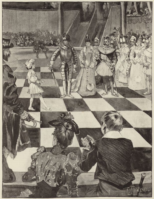 Sakkverseny élő darabokkal a Henglers Circusban alkotó: English School