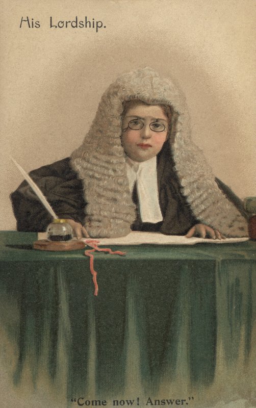 Bírónak öltözött gyermek (színes litó) alkotó: English School