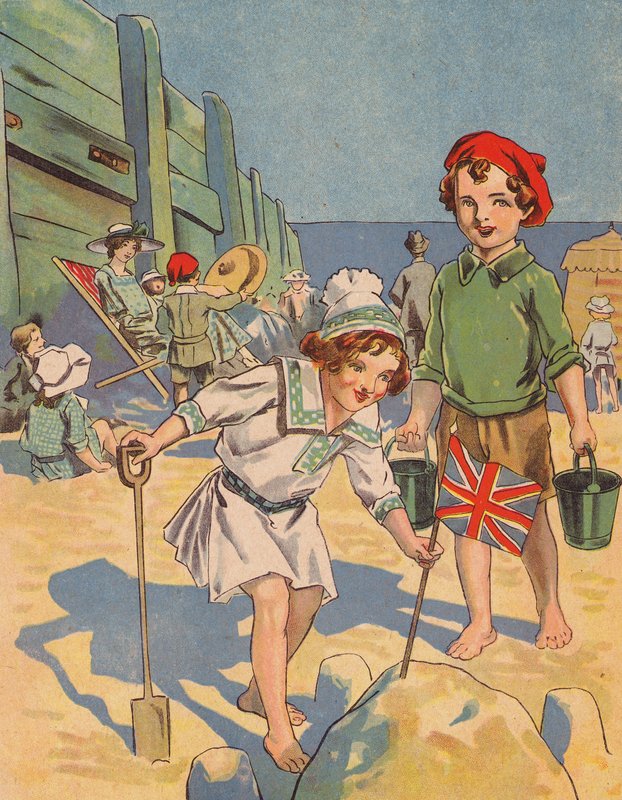 Gyerekek homokvárat építenek (színes litó) alkotó: English School