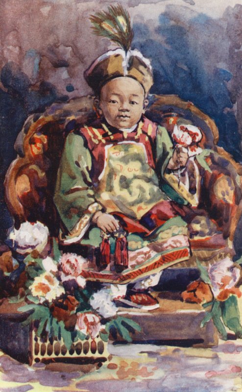 Kína gyermekei: Kína császára (színes litográfia) alkotó: English School