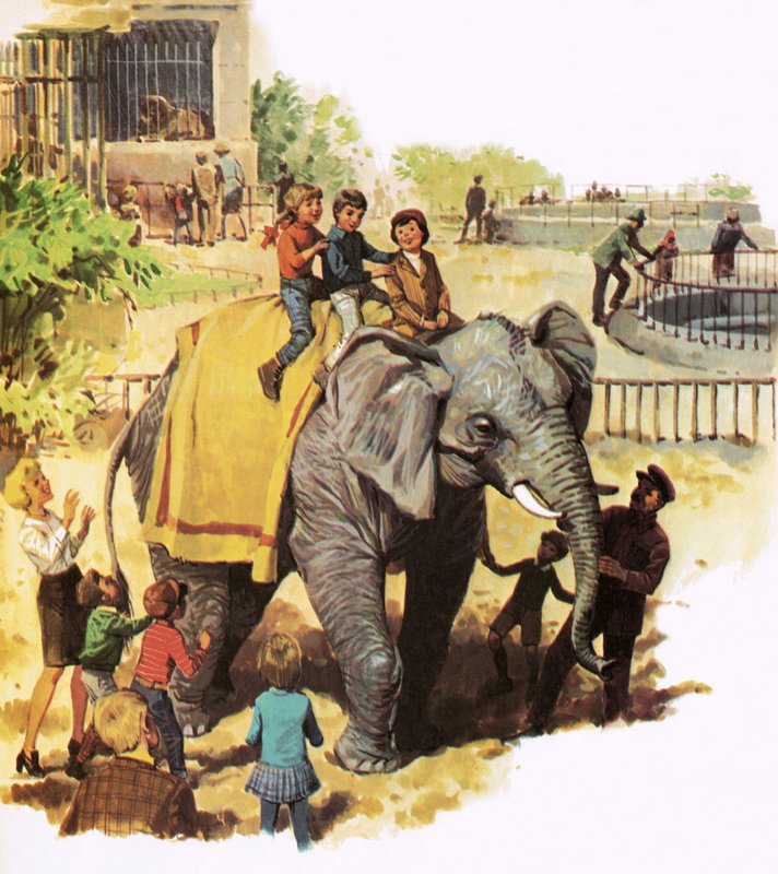 Jumbo lovaglás gyerekek a londoni állatkertben alkotó: English School