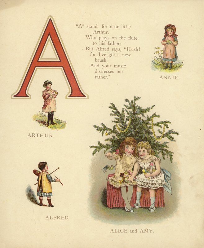 Gyermekek nevei: Annie, Arthur, Alfred, Alice, Amy (színes litho) alkotó: English School