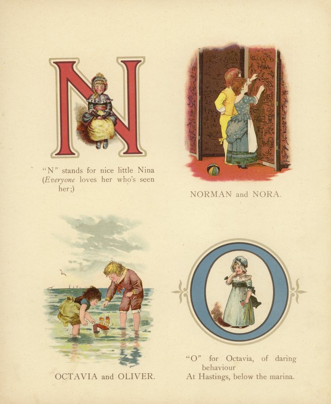 Gyermeknevek: Norman, Nora, Octavia, Oliver (színes litho) alkotó: English School