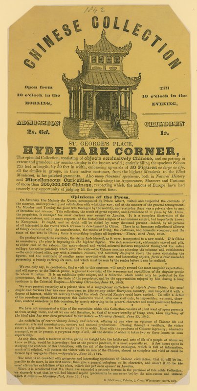 Kínai kollekció a londoni Hyde Park Cornerben. 1842 alkotó: English School