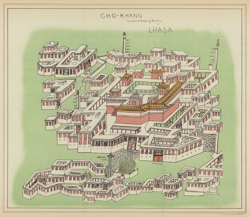 Cho-Khang, Buddha nagy temploma Lhászában (színes litográfia) alkotó: English School